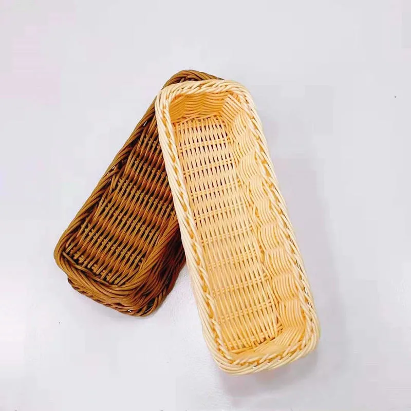 Dishwasher Cutlery Kitchen Utensils Food Storage Hand Woven Rattan Folk Basket