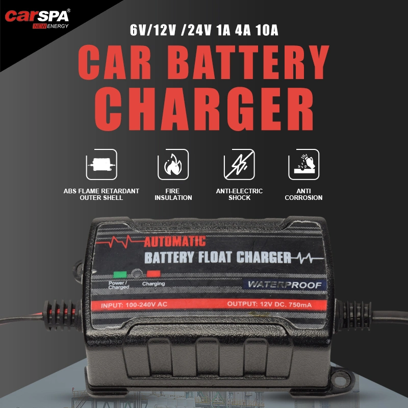 CARSPA  New Series 6V 12V 1A 4A 10A  Battery Charger For Cars Motorcycle Auto