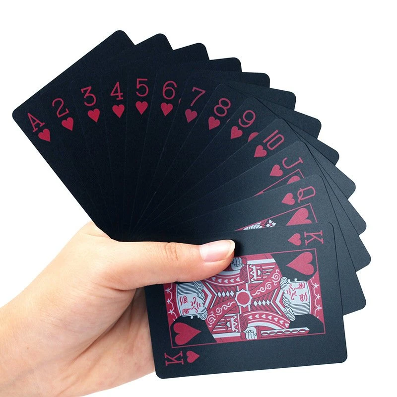 Diseño personalizado PVC Poker Tarjeta de juego PVC Negro Hoja