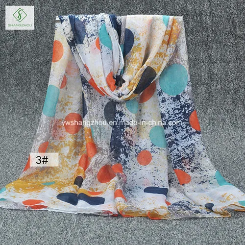 New Design Viscose Shawl Colourful DOT Printed Fashion Scarf