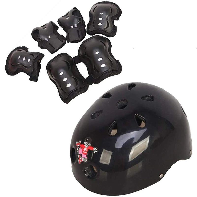 Les enfants Multi Sports Jeu de pignons de protection 7 en 1 Équipement de protection Jeu d'électrodes de casque de vélo de rouleau de planche à roulettes