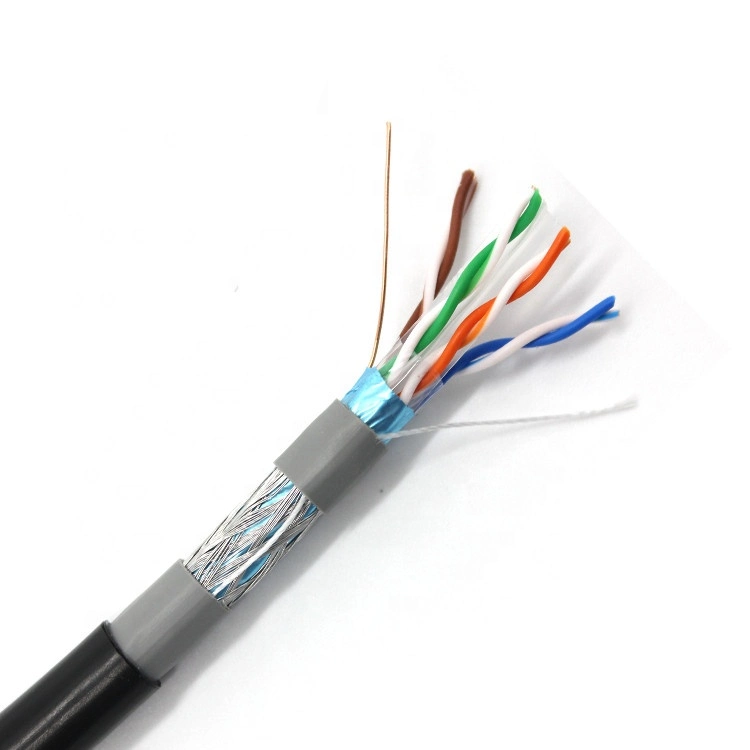 1000ft abgeschirmtes Netzwerkkabel für den Außenbereich CAT6 Kabel für den Außenbereich PVC + PE-Mantel Al-Folie 90 % geflecht Kupfer SFTP CAT6 LAN Kabel 305m