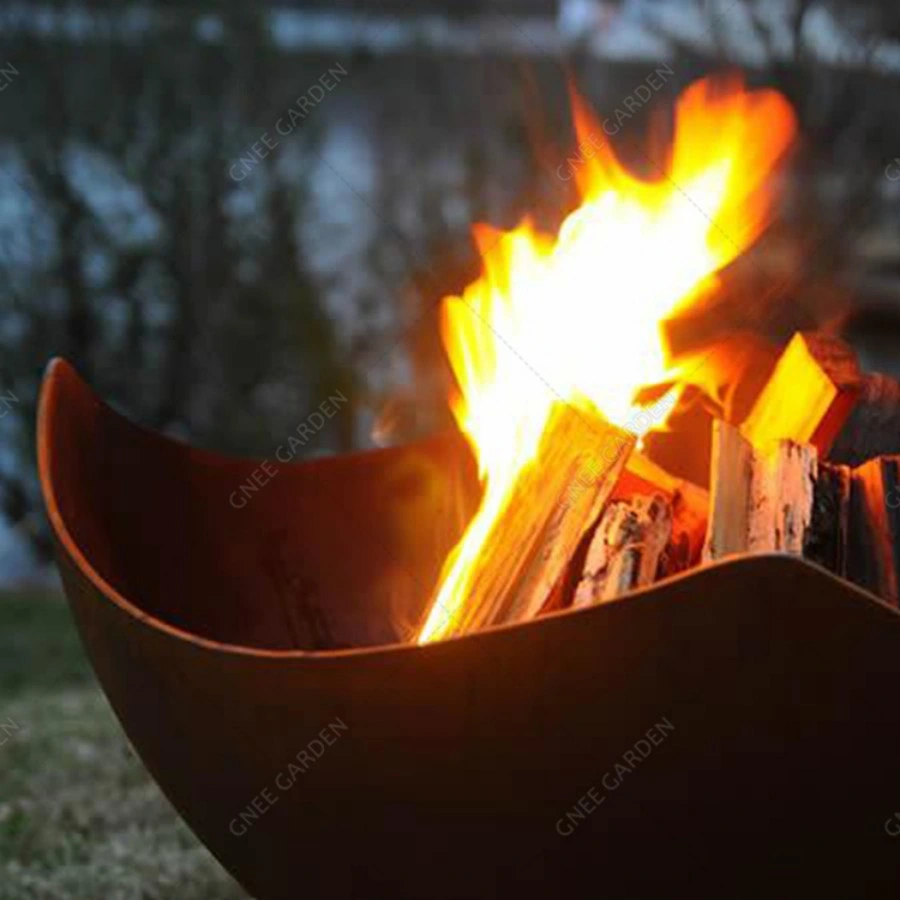 Ronda el jardín de madera de chimenea de acero Corten fogata al aire libre