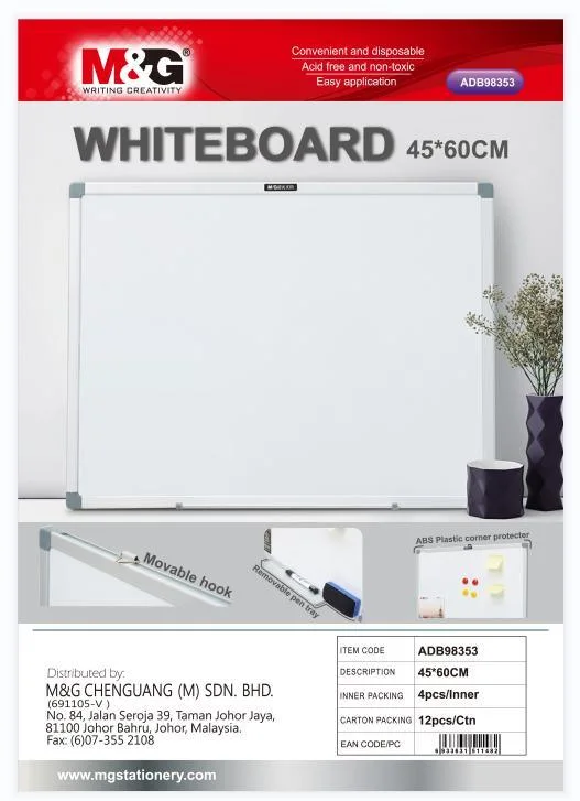 M&G Standard Dry-Erase Whiteboard 450*600mm with Removable Hook