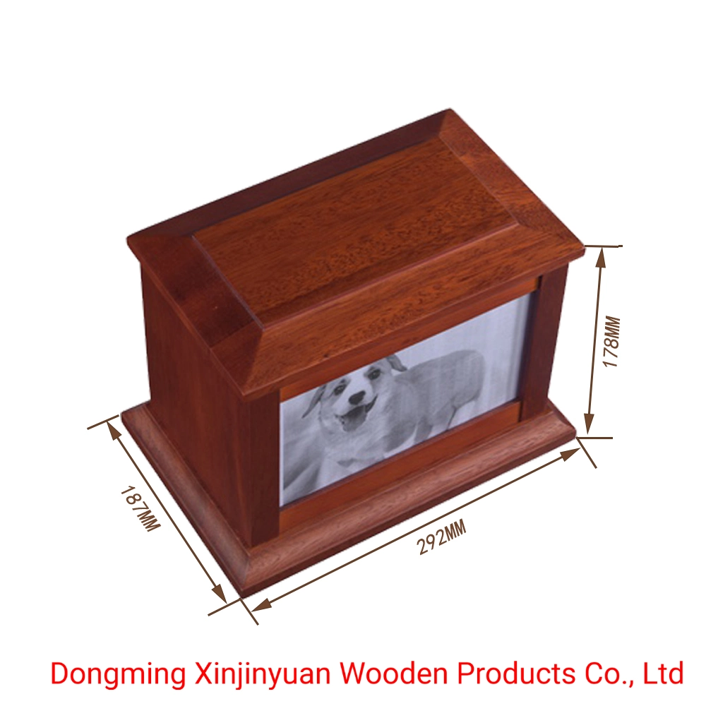 Custom Wood Pet Cremation Urn Wooden Box Animal Casket with Photo