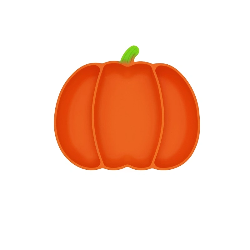 Ensemble d'alimentation pour assiette à dîner en silicone pour bébé de qualité alimentaire à motif citrouille d'Halloween Pour les tout-petits