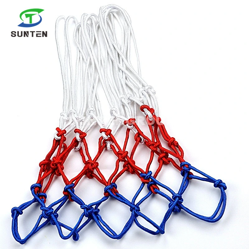 Nylon/Polyester 3 Color Wall Mounted Hanging Basketball Goal Nets/Netting Ring Rim in Single White, Blue, Red Color, Braided Basketball Net