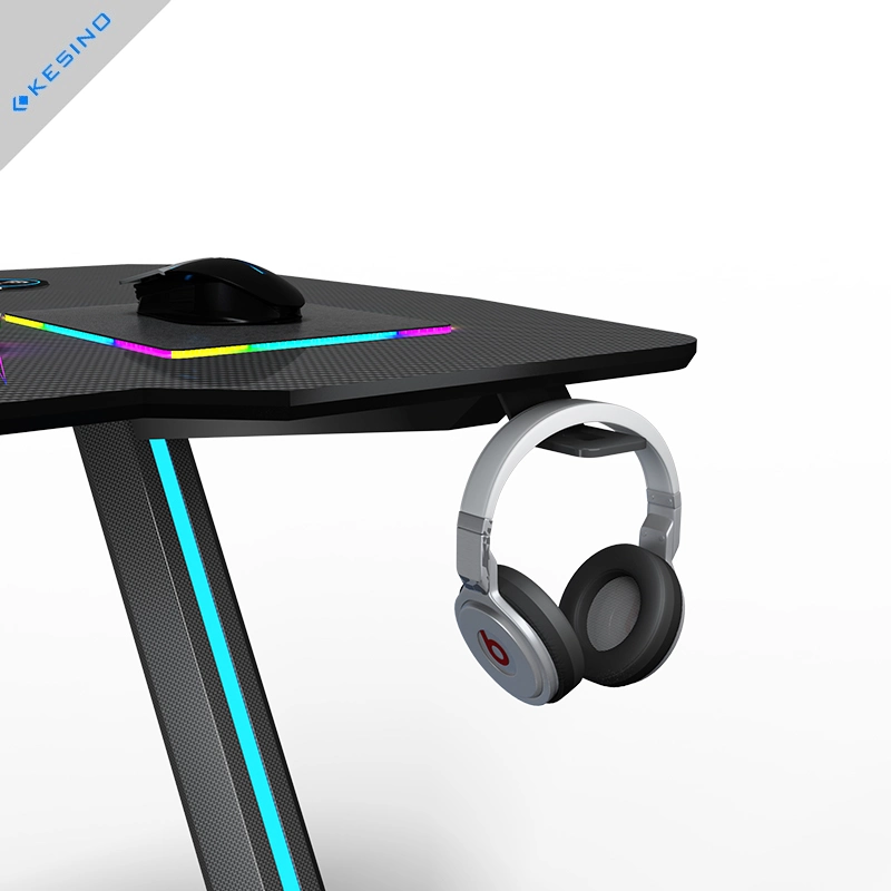 Kesino Manufacturer Strong Stand LED Wireless Charging E-Sports Gaming Desk Office Computer Table PC Computer Best Gaming Desk