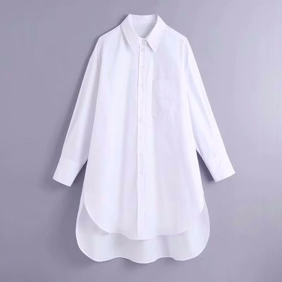 New Button Coverup Shirt Neckline Pocket Decoration Basic Loose Casual Women's Shirt