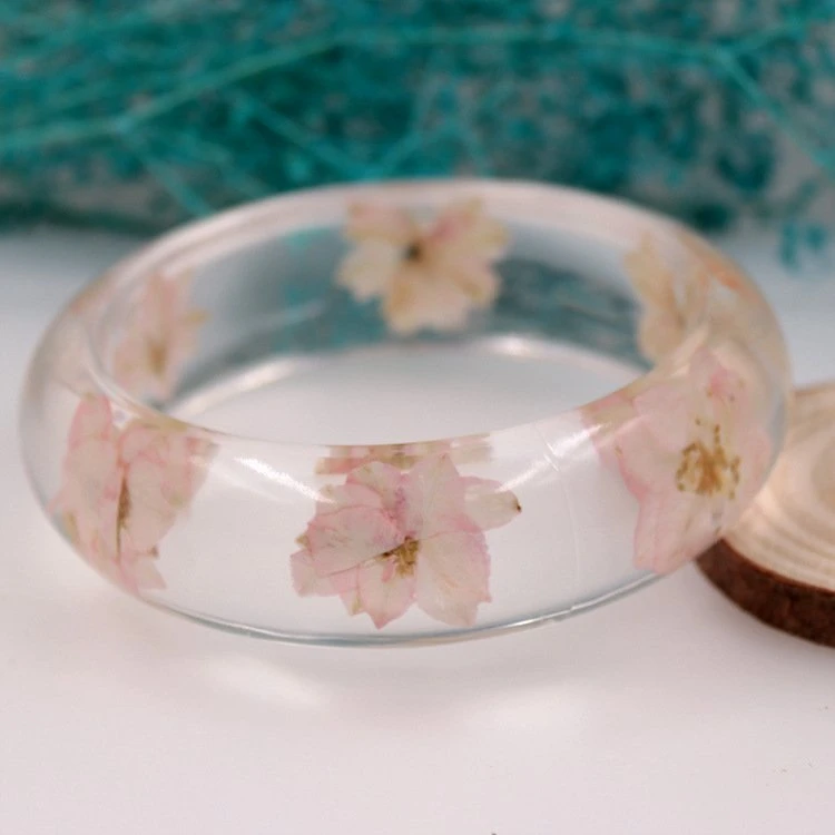 Artificial Epoxy Resin Transparent Natural Plant Real Flower Bracelet