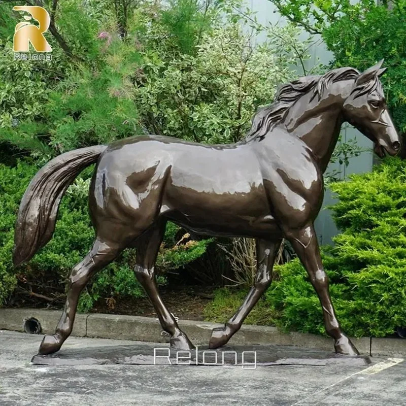 Antike Gussbronze Reiten Pferd Statue Skulptur für Rasen Dekor