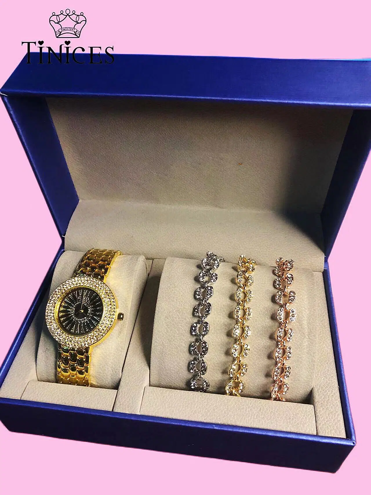 Luxury Diamond Ladies Watch Plus 3 Bracelets Gift Set Ladies Watch Women Watch Gift Watches Luxury Watches Jewelry Watch Quartz Watch Wrist Watch Gift Box Set