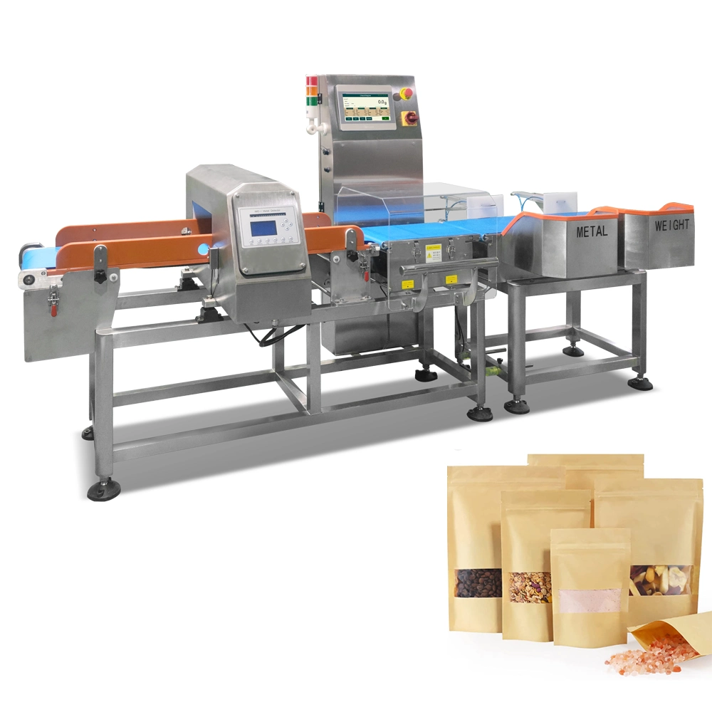 Personalización de unidades combinadas de fábrica en línea Checkweigher y detector de metales del sistema combinado para la alimentación