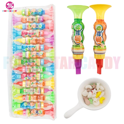 Horn Shaped Candy Mini Plastic Trumpet with Multi Colour Toy Candy