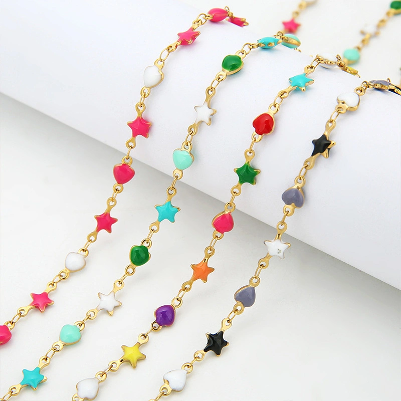 Stainless Steel Enamel Heart Star Shape Chain for Jewelry Making