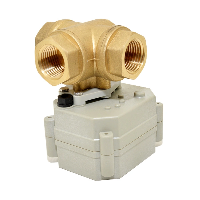 3 Way Electric Flow Control Brass Water Ball Valve Ce/RoHS Motorized Shut off Valve with Manual Operation