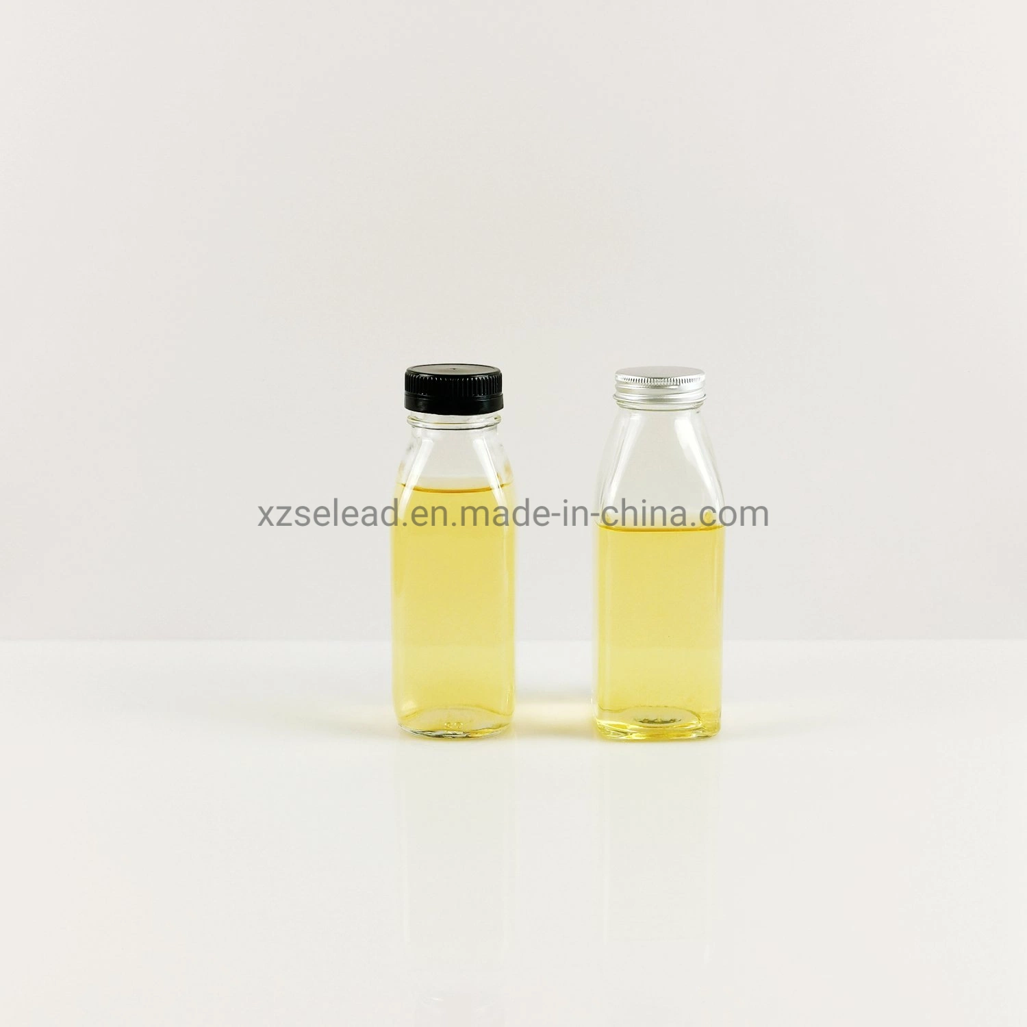 French Square Cold Pressed Milk Glass Bottle with Plastic Safety Cap