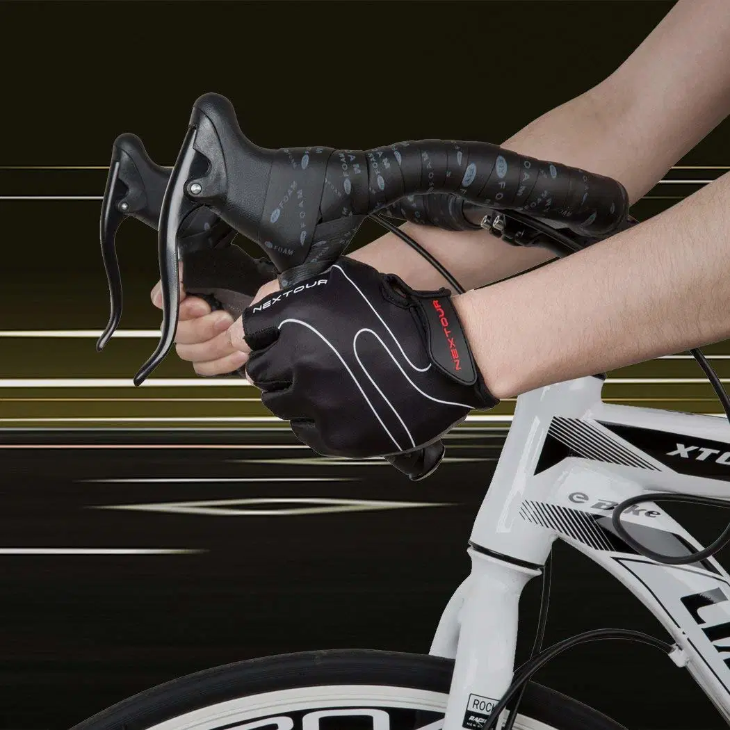 Cycling Mountain Bicycle Road Black Half Finger Anti-Slip Shock-Absorbing Breathable Unisex Glove