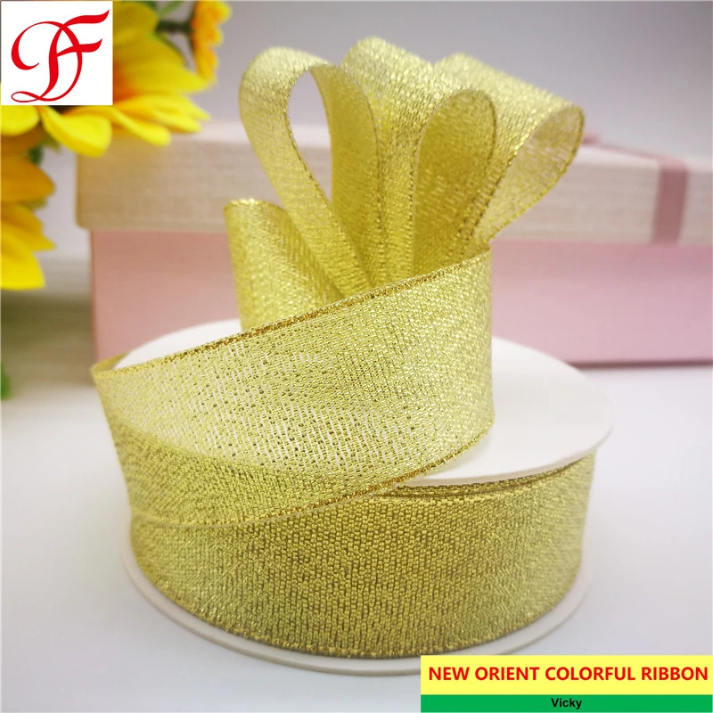 Factory Produce Colorful Metallic Ribbon Double/Singel Satin Sheer Organza Hemp Taffeta Gingham Grosgrain Ribbon for Gifts Craft