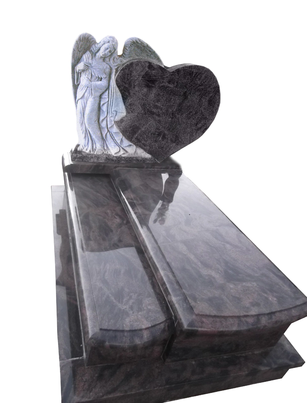 Black Heart Single Cross Tombstone Granite Marble Monument