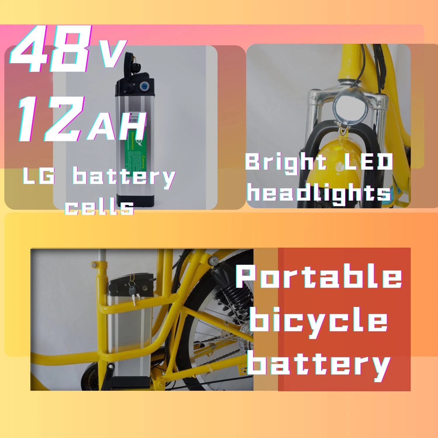 Caja de aleación de aluminio ciudad eléctrica bicicleta transporte proveedor 48V350W15ah50km de la resistencia