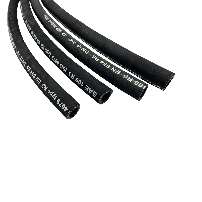 Oil Resistant Fibre Braided Liquid Oil Rubber Hydraulic Hose SAE 100 R3 R6 Pipe