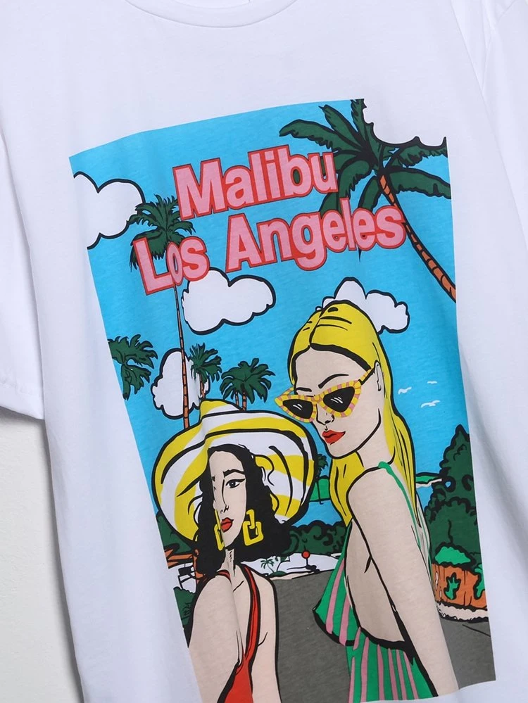 Nuevo diseño más reciente de gran tamaño Camiseta de algodón de moda ropa Verano las prendas de vestir para mujer