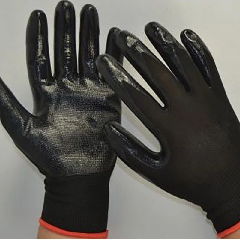 13G Light-Black Guantes de nitrilo de poliéster de alta calidad