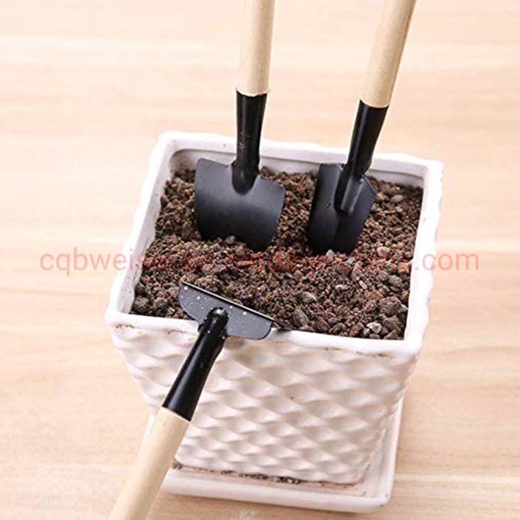 3PCS Portable Small Shovel Rake Wooden Handle Garden Tool Set