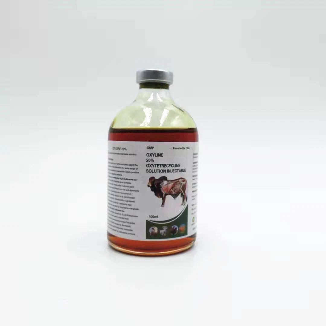 Nivel GMP Oxytetracycline inyectable 100ml Veterinaria de buena calidad Inyección para usos