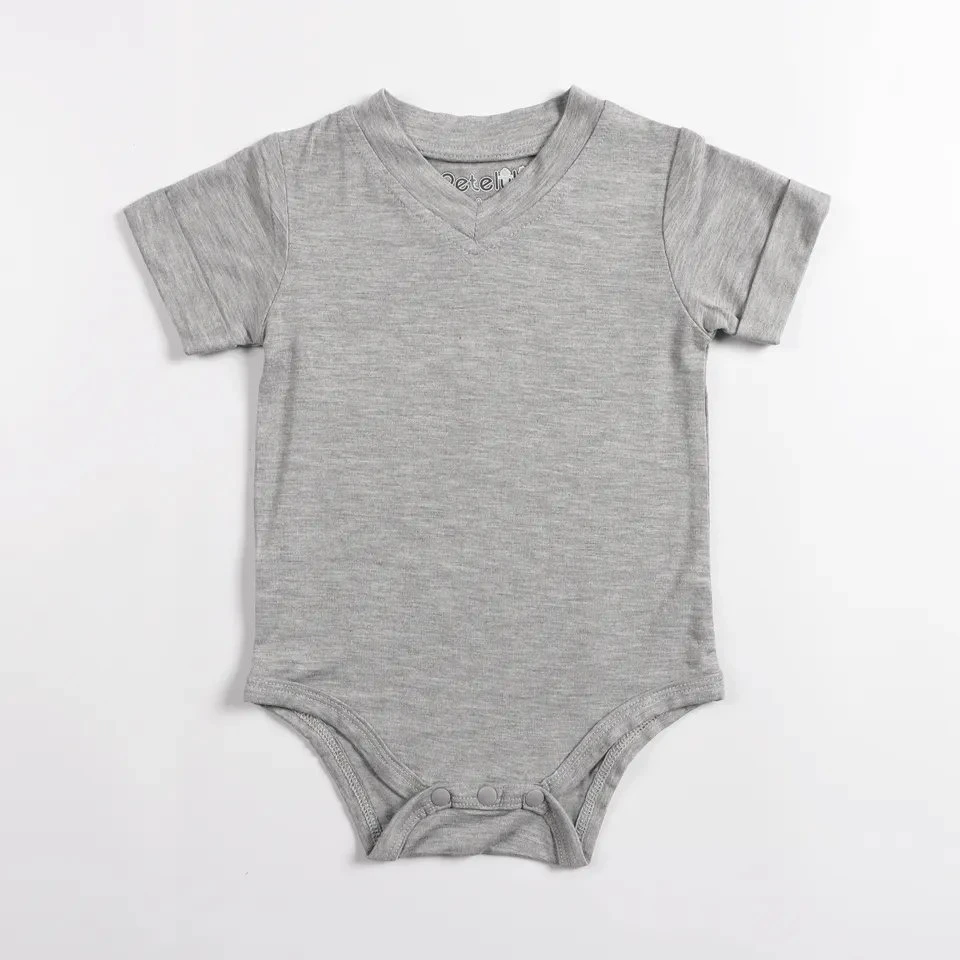 2023 vêtements à col en V pour bébés filles manches courtes barboteuse une pièce Vêtements pour bébés en bambou de 0 à 18 m