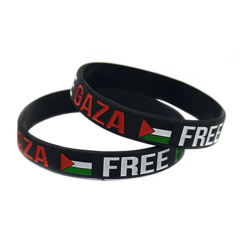 Prix de gros Bracelet en silicone drapeau Palestine gratuit Bracelet en caoutchouc