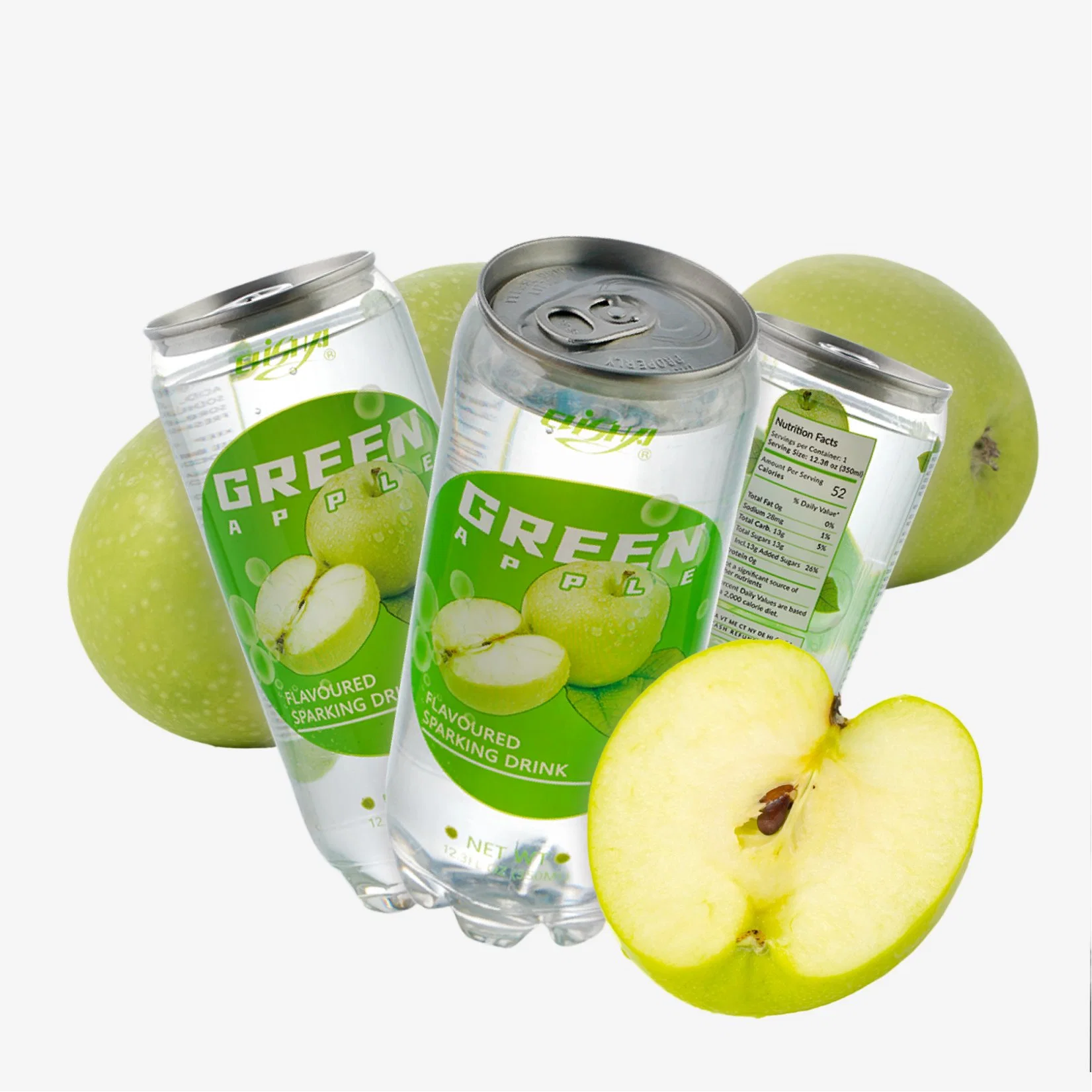 320ml Canned High quality/High cost performance  Sparkling Green Apple Flavor Soda Water