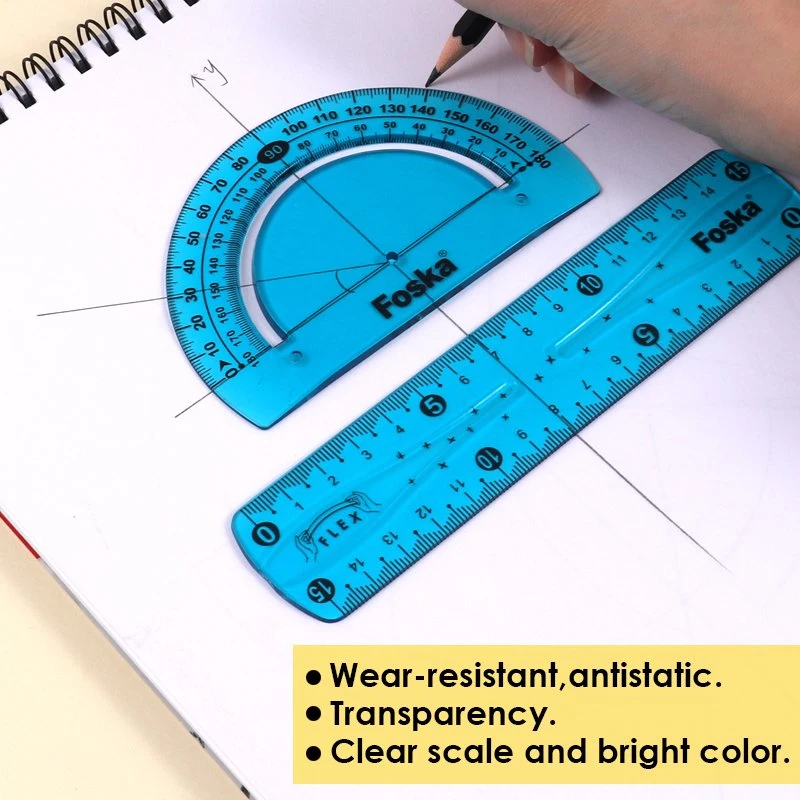 Foska 15cm School Plastic Flexible Stencil Ruler Set