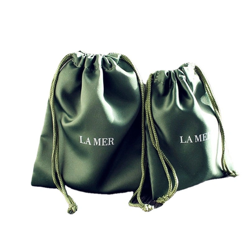 Jewelry Bag Green Silk Drawstring Bag Skincare Storage Bag