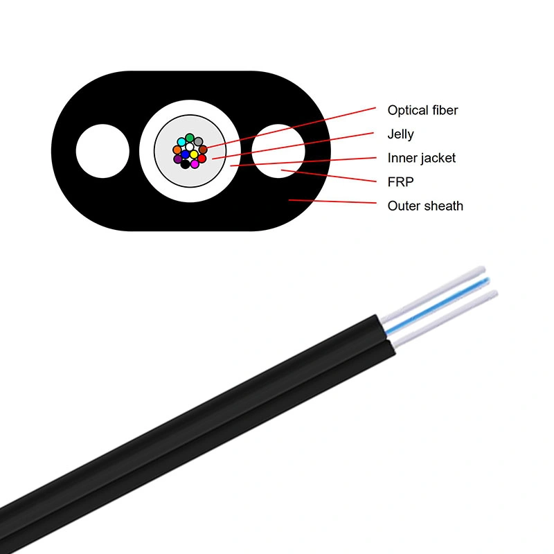 Câble plat Câble à fibre optique Câble de descente FTTH 8 cœurs