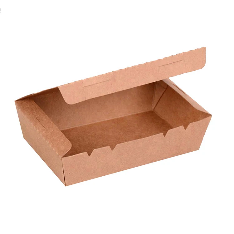 Caixa de massa lubrificante Kraft Paper Container Fast Food Square Caixa de embalagem