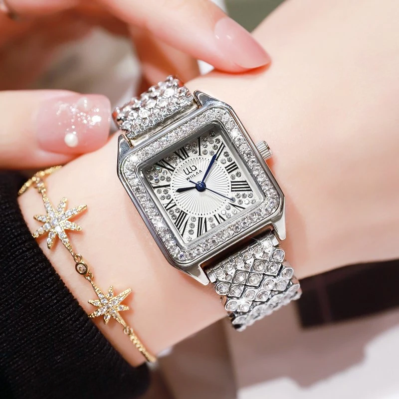 Square Silver Stainless Steel Bangle Charm Luxury Top Girls Watches Wholesale/Supplier Hand Women Wrist Ladies Quartz Watches