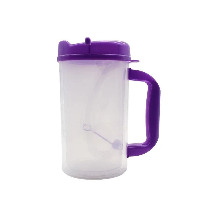 32 Oz Double Wall Insulated Hospital Mug with Straw - Cold Drink Mug - Large Carry Handle