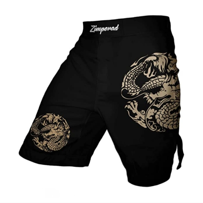 Pantalón corto de poliéster MMA Mayoristas pantalones cortos MMA negros ropa tailandesa MMA Boxer
