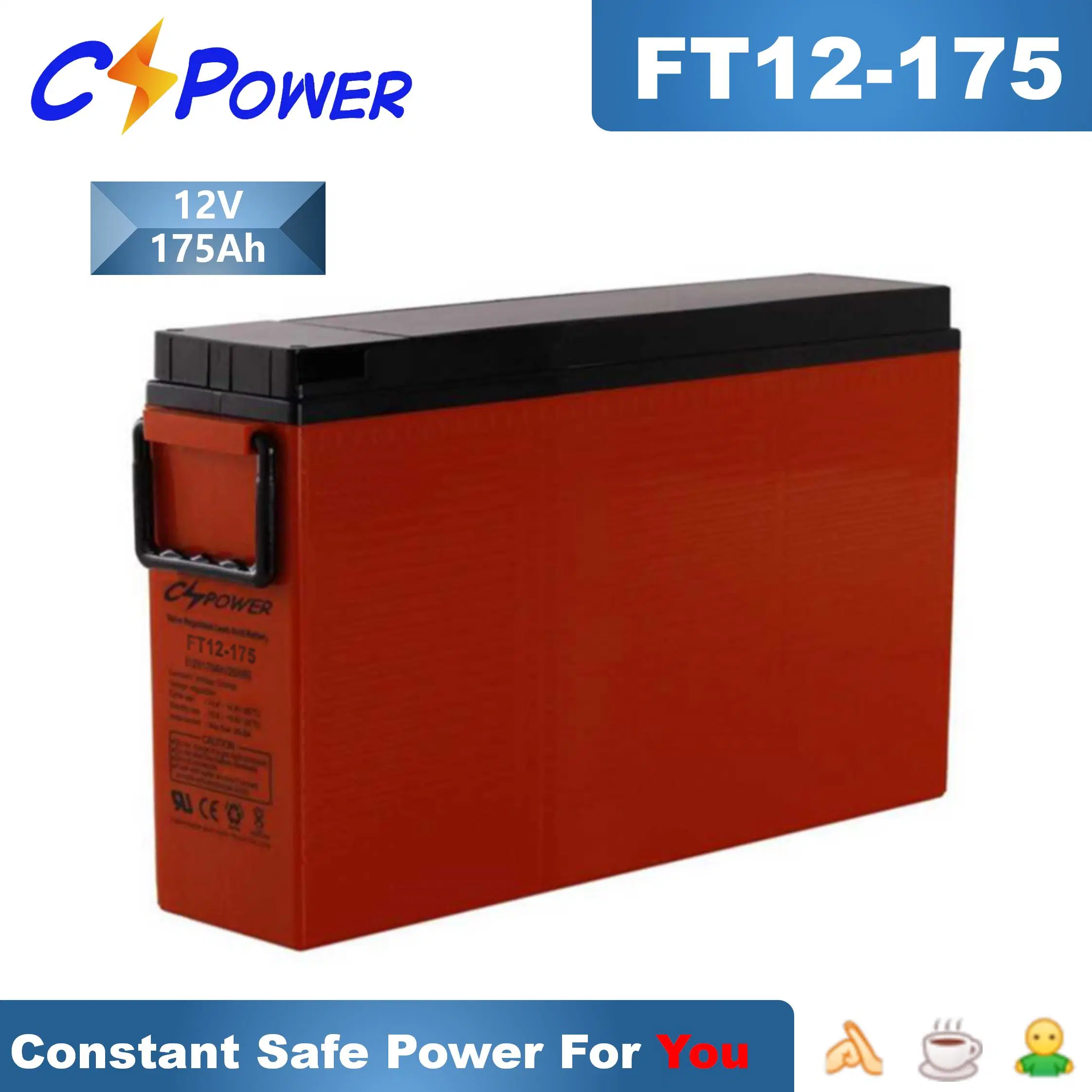 12V160ah terminal avant d'énergie batterie plomb-acide Telecom VRLA