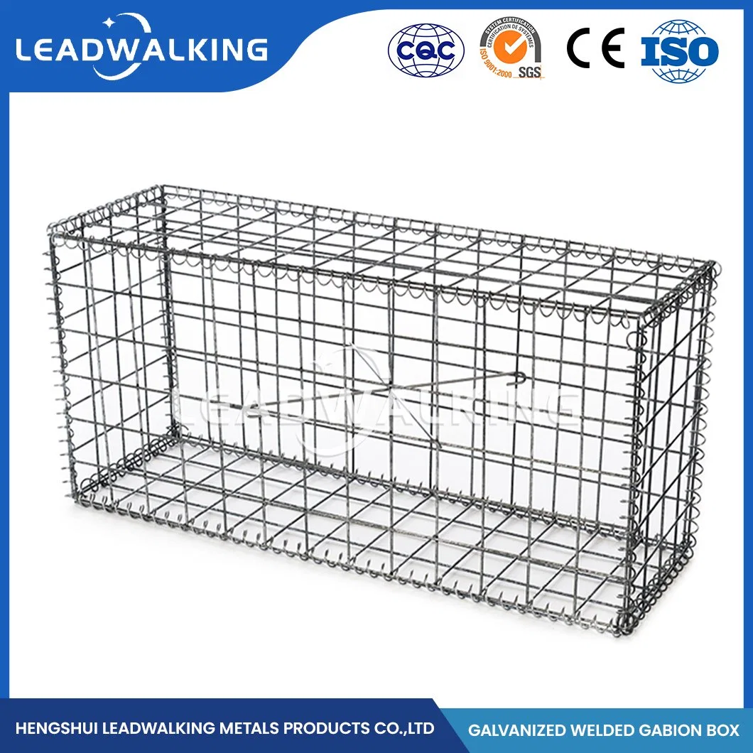 Leadwalking 60X80mm Mesh Galvanized Gabion Wire Mesh Factory High Firmness Welded Mesh Galvanized Gabion China 100X40X40 Size Galvanized Welded Gabion Box