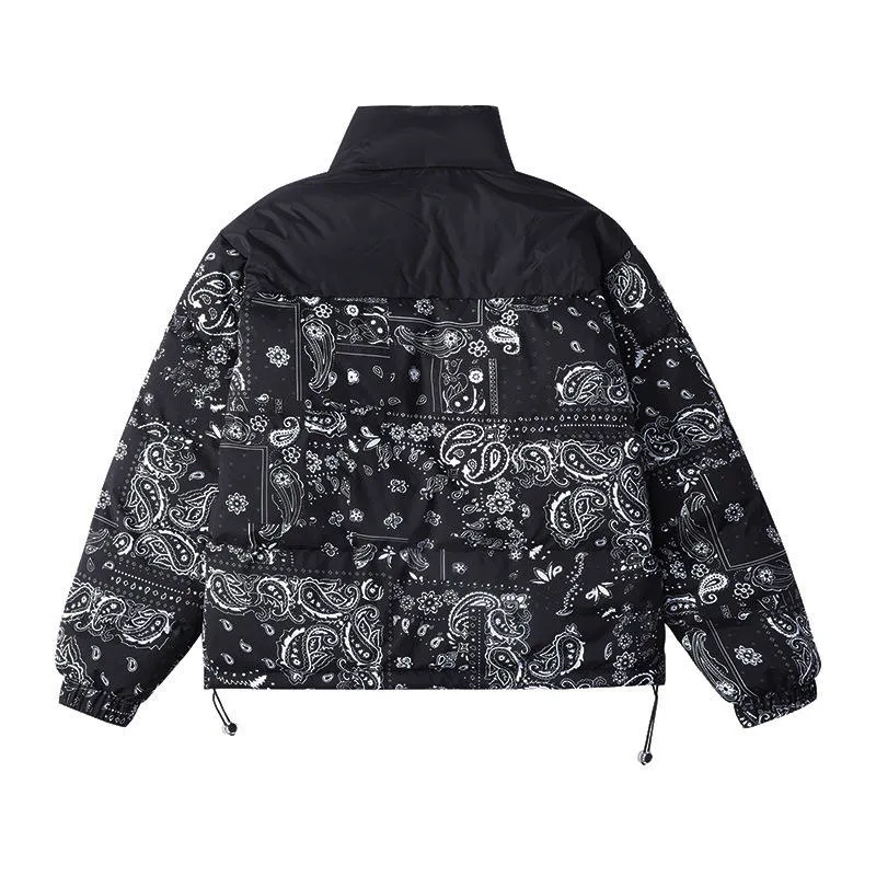 New 2023 Reversible Coat Winter Jacket Patchwork Cashew Printed Cotton Clothes Couples