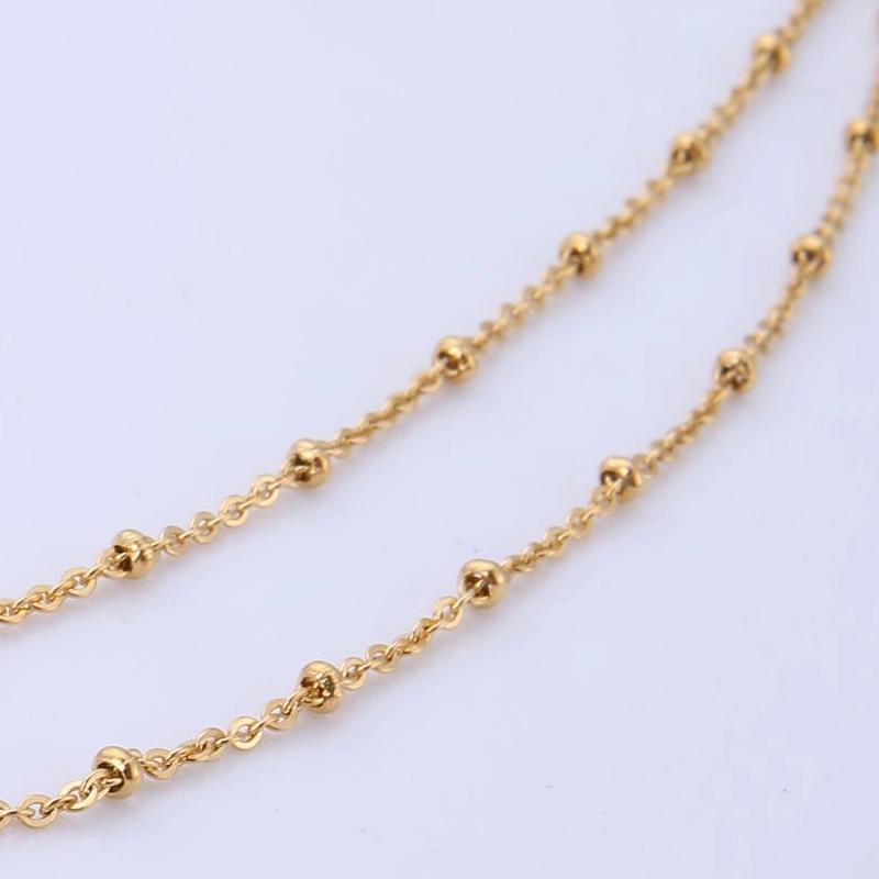 Fashion Accessories Stainless Steel Chain Cut Rolo Round Link Bead Necklace Jewelry