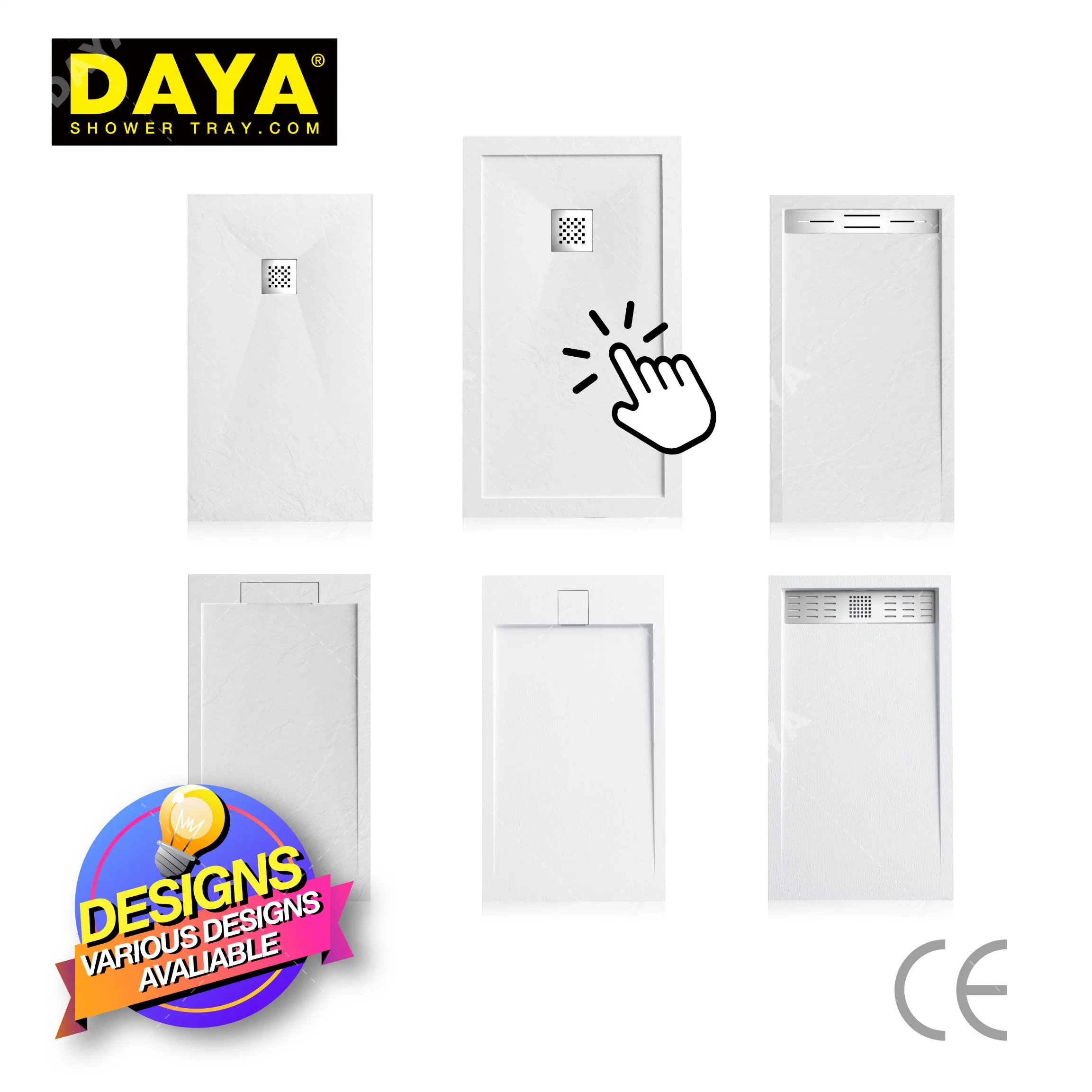 Daya Rectangle Resin Base Plate Shower Colorful Bathroom Toilet Villa Usage Shower Tray