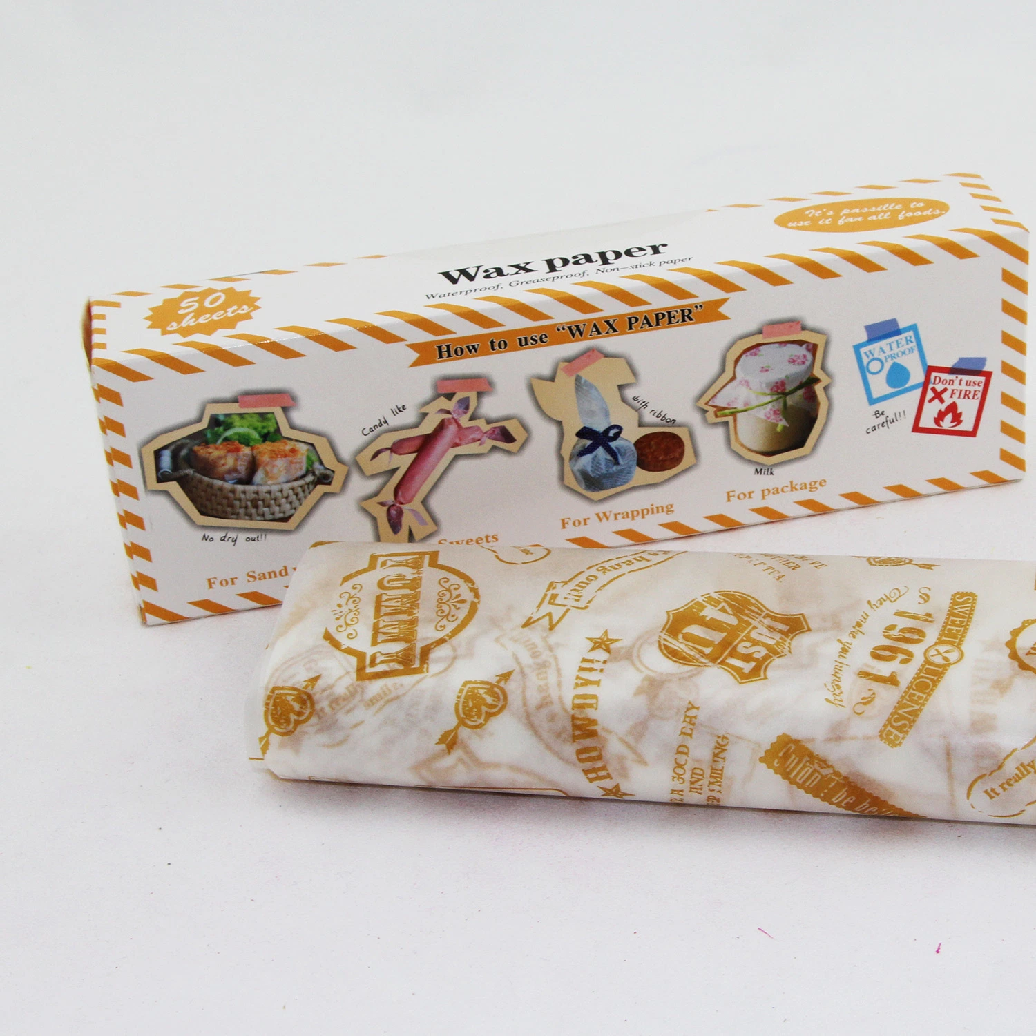 Custom Printed Wax Candy Paper Wrapper Biodegradable Food Packing Wax Paper