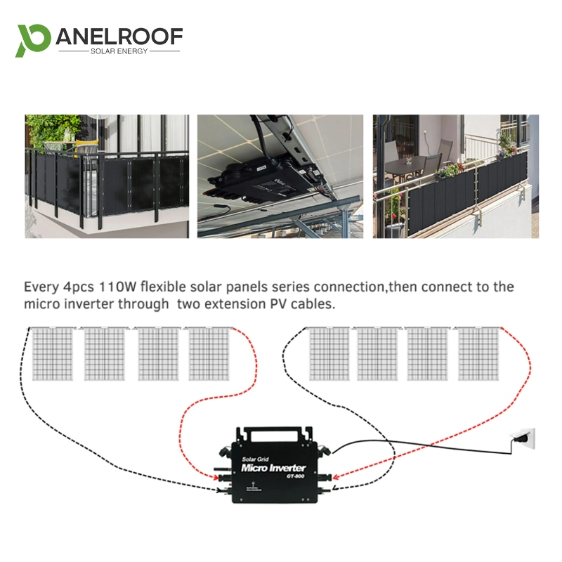 Panelroof High quality/High cost performance 600W 800W Balcony Solar System with Micro Inverter Flexible Panel for TV Power