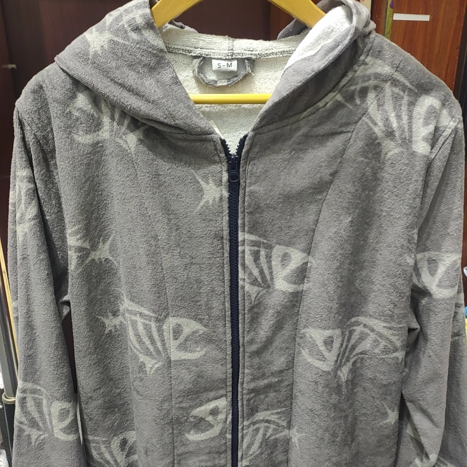 High quality/High cost performance Cotton Velour Print Hooded Bathrobe Pajama Roe for Men