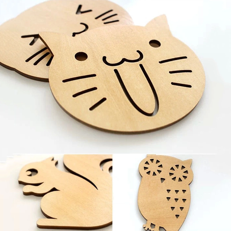 Custom Cute Laser Engrave Logo Wooden Coaster