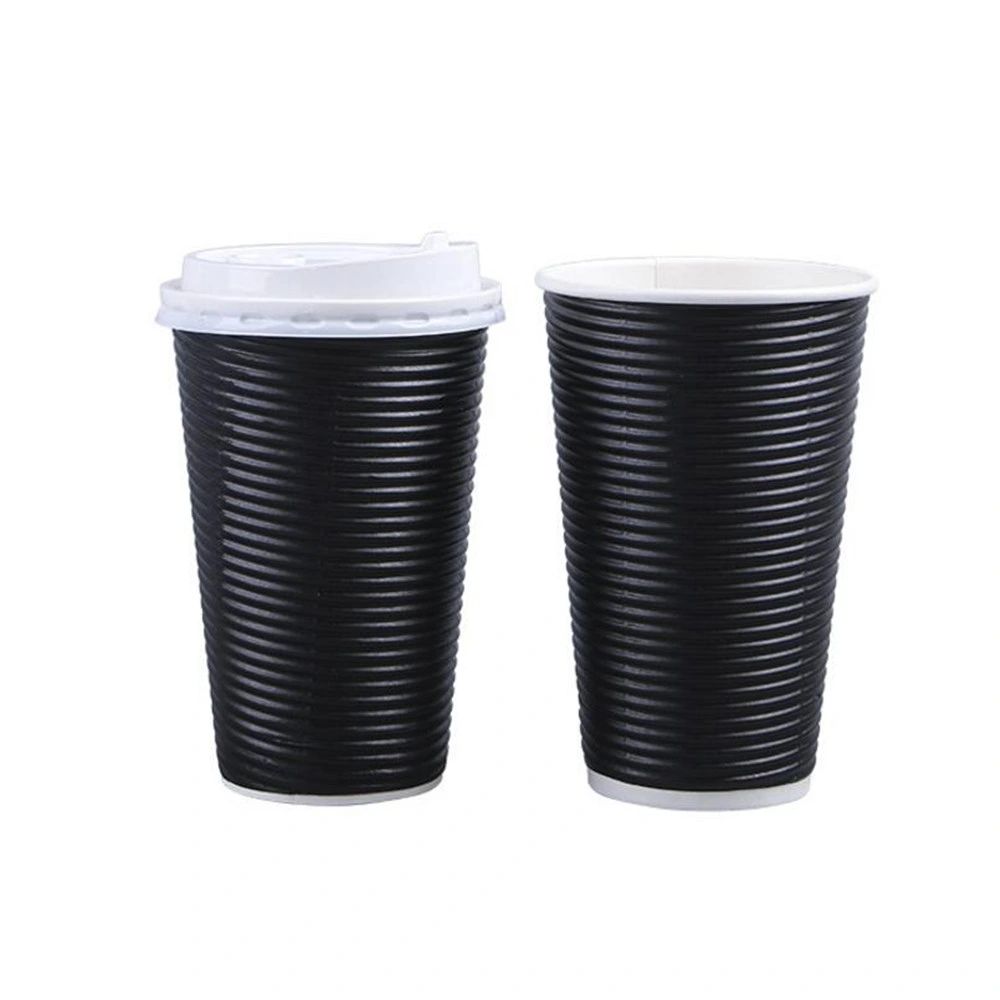 Custom Black Thicken Disposable Corrugated Coffee Paper Cups